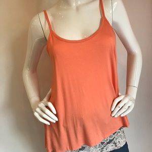 A-Line Tank Top with Lace Detail at Bottom